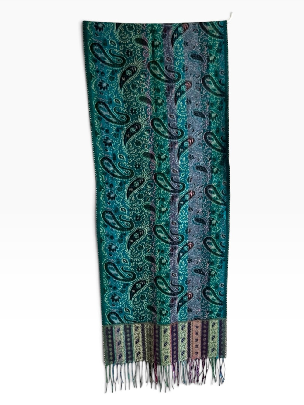NWOT Lord & Taylor Multicolored Fringed Paisley Scarf - Picture 3 of 7